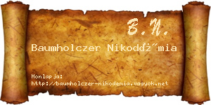 Baumholczer Nikodémia névjegykártya